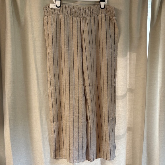 Maurices Tan and black Striped Wide Leg Pants, linen blend - Picture 2 of 7